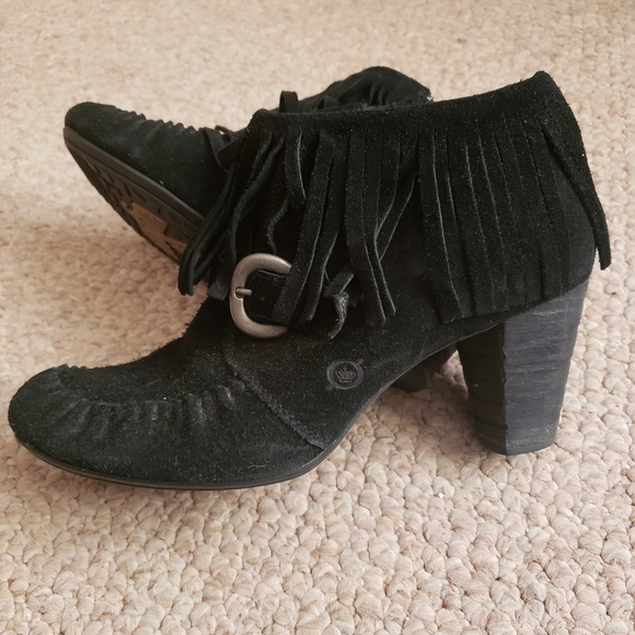 Born Shoes - Black Born Fringe Booties